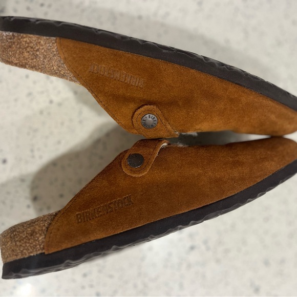 Birkenstock NEW Tan/Brown Suede Shearling Bosten Clogs sz 39 Sz 7.5 Women’s - Picture 10 of 16